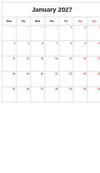 Calendar Non Customizable Templates