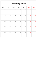 Calendar Non Customizable Templates