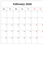 Calendar Non Customizable Templates