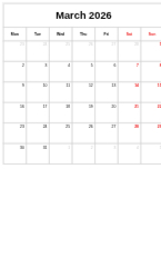 Calendar Non Customizable Templates