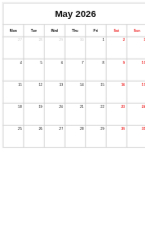 Calendar Non Customizable Templates