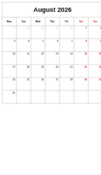 Calendar Non Customizable Templates