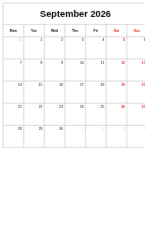 Calendar Non Customizable Templates